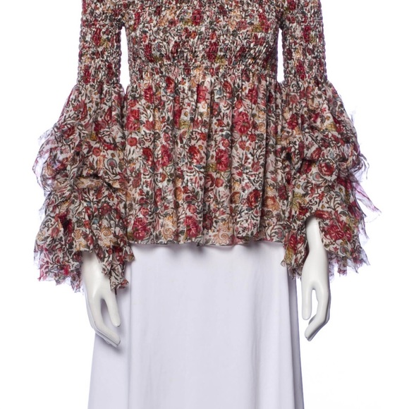 Caroline Constas 100% silk off the shoulder blouse, size medium - Picture 3 of 8